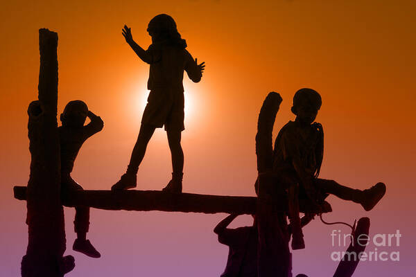 Children Art Print featuring the photograph Children Climbing by Tim Hightower