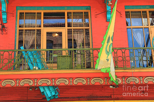 Red Art Print featuring the photograph Chinatown Balcony by Jeanette French