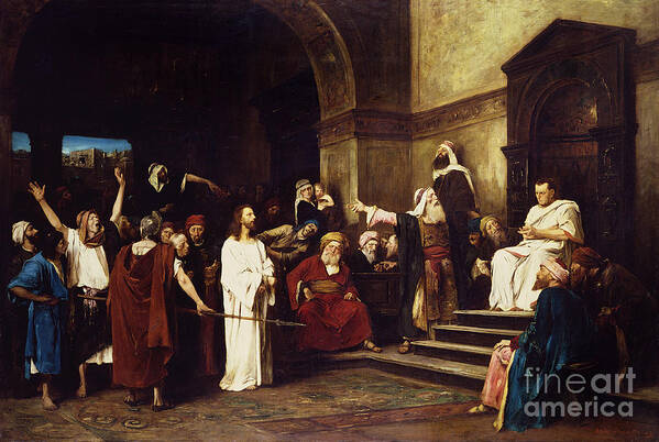 Christ Art Print featuring the painting Christ Before Pilate by Mihaly Munkacsy