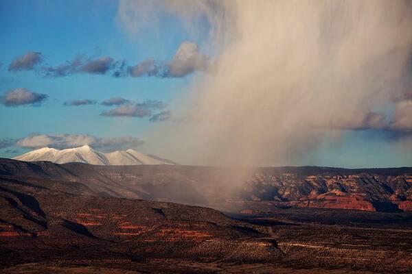 San Francisco Peaks Art Print featuring the photograph Christmas Day Snow Mix San Francisco Peaks by Ron Chilston