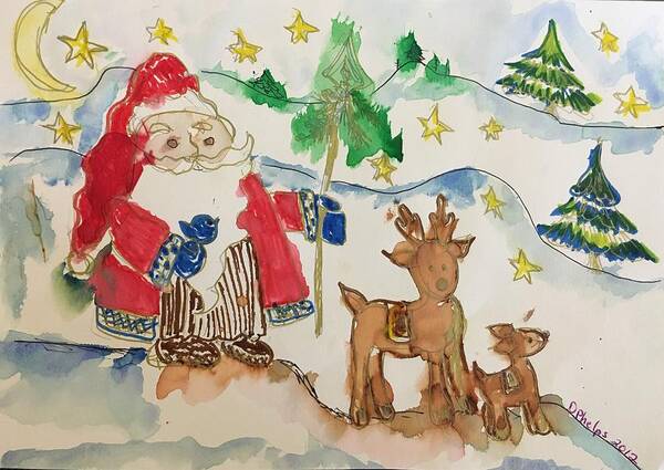 Watercolor Art Print featuring the painting Christmas is Coming by Dottie Visker