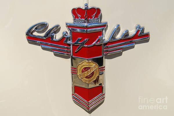 Automobile Art Print featuring the photograph Chrysler Hood Logo by Larry Keahey