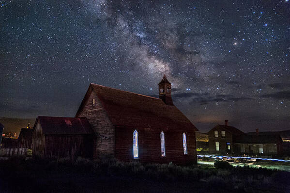 Night Art Print featuring the photograph Church of Stars by Cat Connor