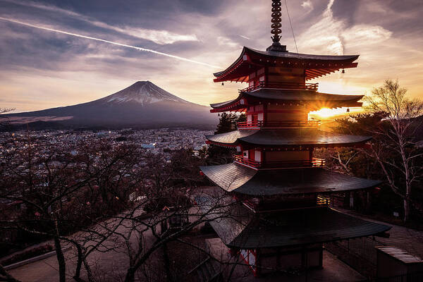 Architecture Art Print featuring the photograph Chureito Pagoda - Fujiyoshida-shi, Japan - Travel photography by Giuseppe Milo