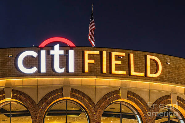 Arena Art Print featuring the photograph CitiFIELD Sign by Jerry Fornarotto