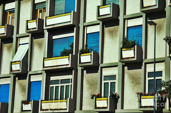 City Art Print featuring the photograph City balconies by Silvia Ganora