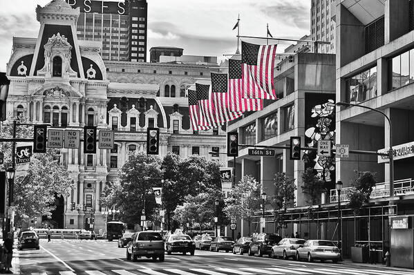 Flags Art Print featuring the photograph City of Brotherly Love - Philadelphia by Louis Dallara