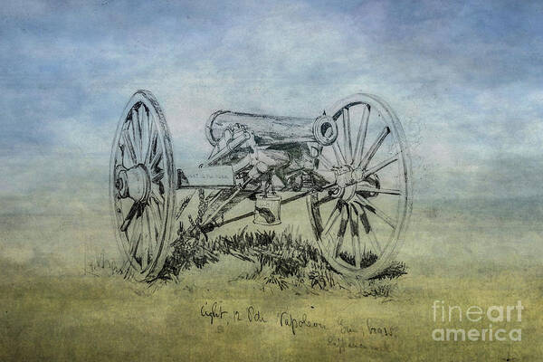Civil War Cannon Sketch Art Print featuring the digital art Civil War Cannon Sketch by Randy Steele