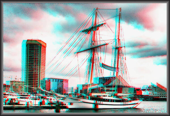 3d Art Print featuring the photograph Clipper City - Use Red-Cyan 3D glasses by Brian Wallace