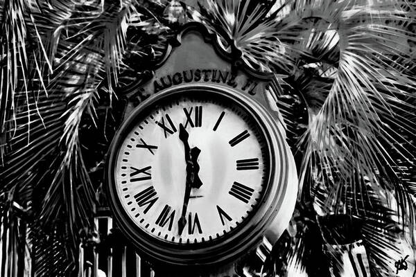 Clock Face Art Print featuring the photograph Clock and Palm by Gina O'Brien