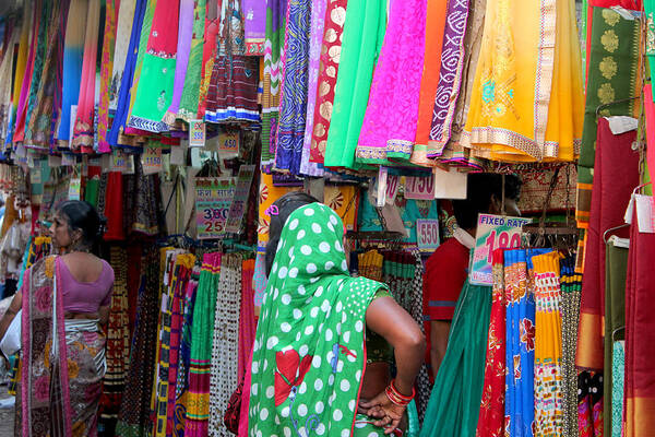 Clothing Art Print featuring the photograph Clothing Shop in Madhavbaug, Mumbai by Jennifer Mazzucco