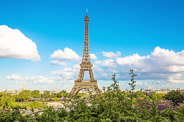Eiffel Tower Art Print featuring the photograph Cloud 9 - Eiffel Tower - Paris, France by Melanie Alexandra Price