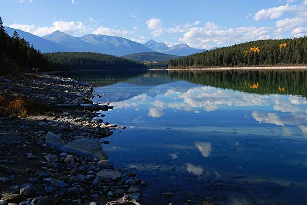 Patricia Lake Art Print featuring the photograph Cloud Reflections in Patricia Lake by Larry Ricker