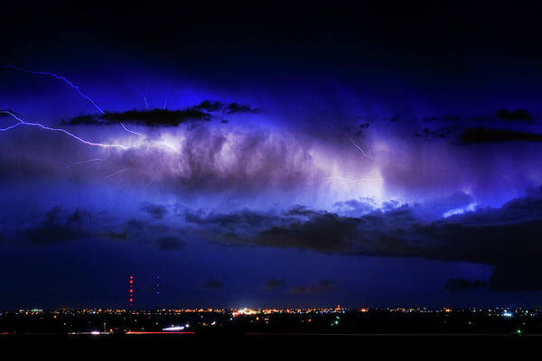 Bouldercounty Art Print featuring the photograph Cloud to Cloud Lightning Boulder County Colorado by James BO Insogna
