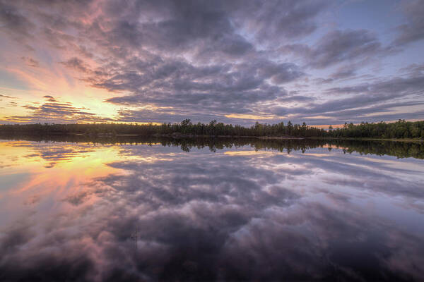 Boundary Waters Art Print featuring the photograph Kawishiwi River Sunset Refletion, Boundayt Watery Minnesota by Paul Schultz