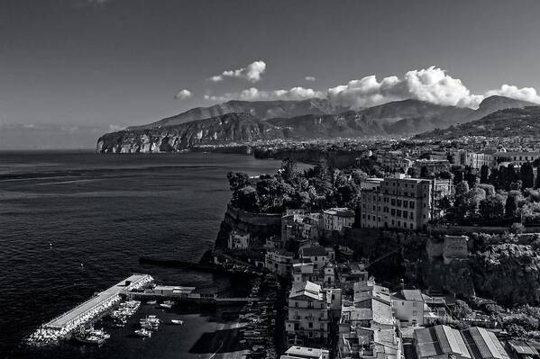 Landscape Art Print featuring the photograph Coastal Sorrento Black and White by Allan Van Gasbeck
