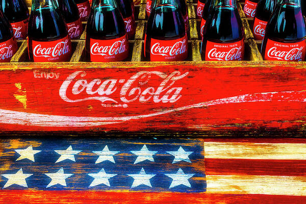 Cococa Art Print featuring the photograph Coca Cola And Wooden American Flag by Garry Gay