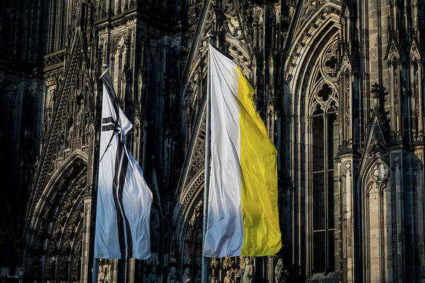 Cologne Art Print featuring the photograph Cologne Cathedral Flags by Ross Henton