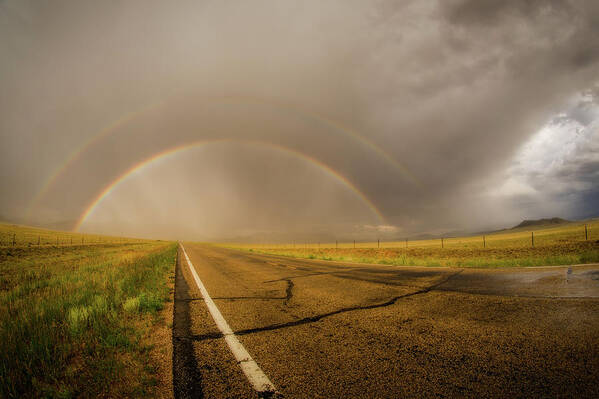 American West Art Print featuring the photograph Colorado Double Rainbow by Chris Bordeleau