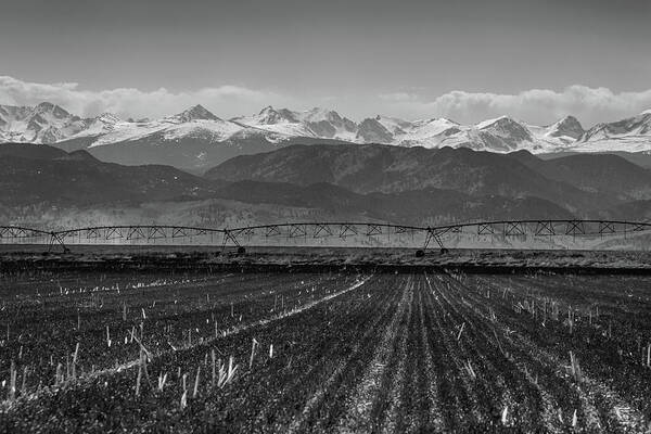 Farming Art Print featuring the photograph Colorado Rocky Mountain Agriculture View in Black and White by James BO Insogna