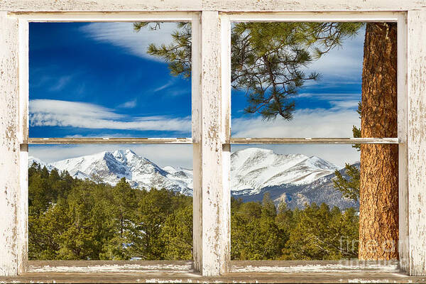 Window Art Print featuring the photograph Colorado Rocky Mountain Rustic Window View by James BO Insogna