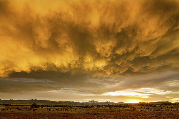Severe Art Print featuring the photograph Colorado Severe Thunderstorm Fury Sunset by James BO Insogna