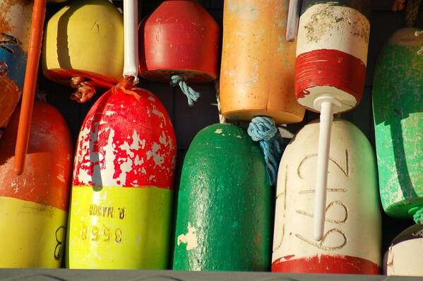 Sea Art Print featuring the photograph Colored Buoys by Lucia Vicari