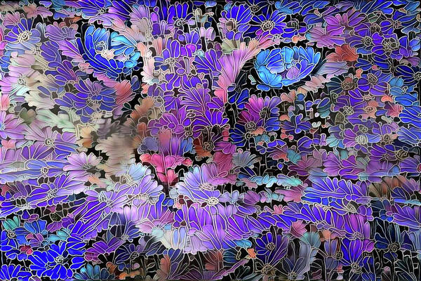 Colorful Cat Art Print featuring the digital art Flower Cat 2 by Peggy Collins