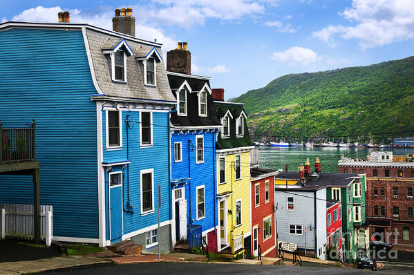 Street Art Print featuring the photograph Colorful houses in St. John's 1 by Elena Elisseeva