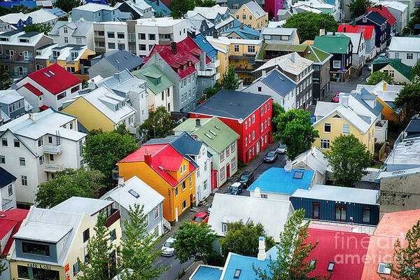 Iceland Art Print featuring the photograph Colorful Rooftops of Reykjavik by George Oze