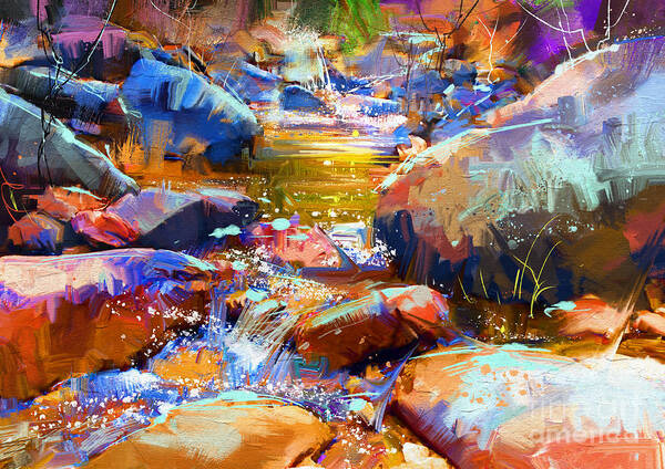 Art Art Print featuring the painting Colorful Stones by Tithi Luadthong