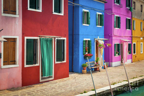 Burano Art Print featuring the photograph Colorful Street by Inge Johnsson
