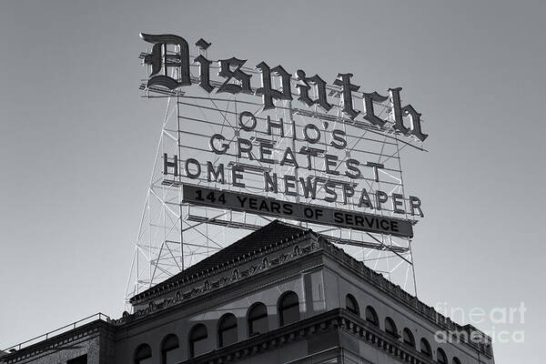 Clarence Holmes Art Print featuring the photograph Columbus Dispatch Roof Top Sign II by Clarence Holmes