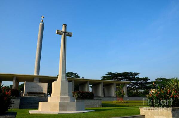 Kranji Art Print featuring the photograph Commonwealth War Graves Commission Kranji Memorial cemetery monument Singapore by Imran Ahmed