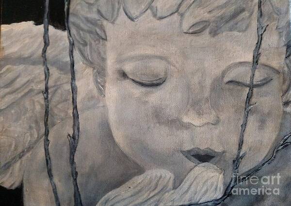 Angel Art Print featuring the painting Concret Angel by Lori Jacobus-Crawford