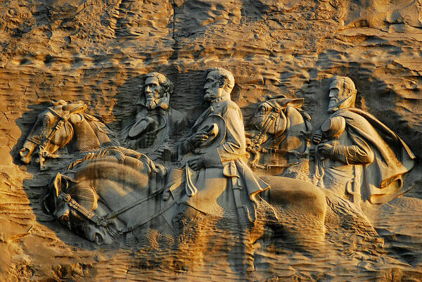 Stone Mountain Art Print featuring the photograph Confederate Carvings by James Kirkikis