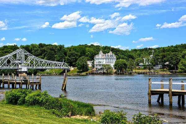Ct Art Print featuring the photograph Connecticut River - Swing Bridge - Goodspeed Opera House by Mike Martin