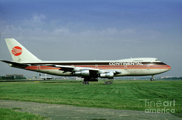 Continental Airlines Boeing 747-243b Art Print featuring the photograph Continental Airlines Boeing 747-243B, N605PE, October 1988 by Wernher Krutein