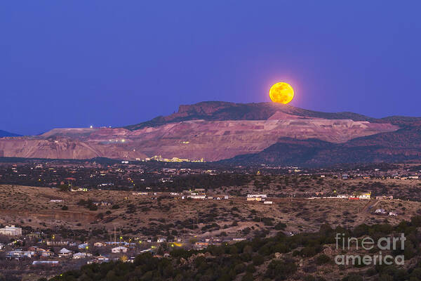 Full Moon Art Print featuring the photograph Copper Moon Rising Over The Santa Rita by Alan Dyer