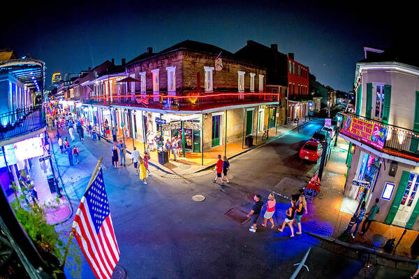 Bourbon Street Art Print featuring the photograph Corner of Bourbon St and St Peter by The Flying Photographer