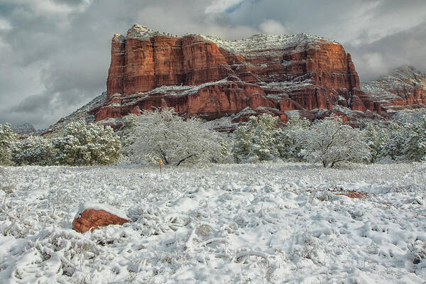 Courthouse Rock Art Print featuring the photograph Courthouse in Winter by Tom Kelly