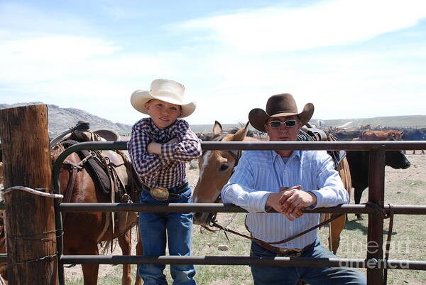 Cowboys Art Print featuring the photograph Cowboy Father And Son by Jim Goodman