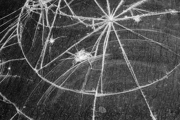Abstract Art Print featuring the photograph Cracked Windshield I BW by David Gordon