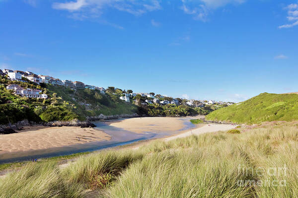 Crantock Art Print featuring the photograph Crantock and The Gannel by Terri Waters