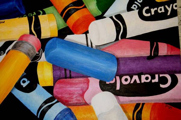Crayons Art Print featuring the painting Crayons by Melissa Wiater Chaney