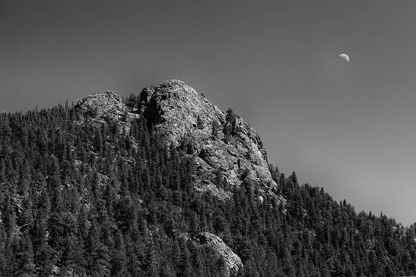 Buffalo Rock Art Print featuring the photograph Crescent Moon and Buffalo Rock by James BO Insogna