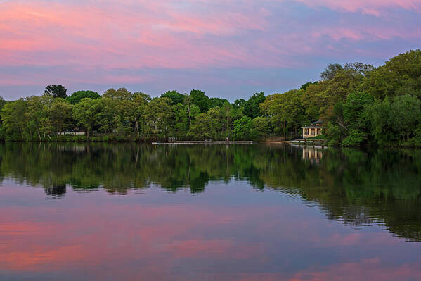 Crystal Art Print featuring the photograph Crystal Lake Sunset Newton MA Bath House by Toby McGuire