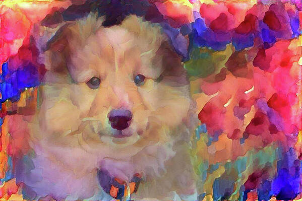 Cute Puppy Art Print featuring the mixed media Cute puppy by Lilia D