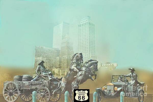 Cyrus Avery Art Print featuring the digital art Cyrus Avery Centennial Plaza Route 66 by Janette Boyd