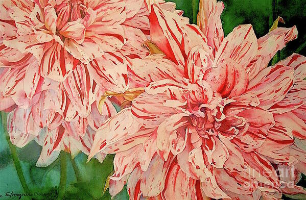 Dahlia Art Print featuring the painting Dalhias by Francoise Chauray